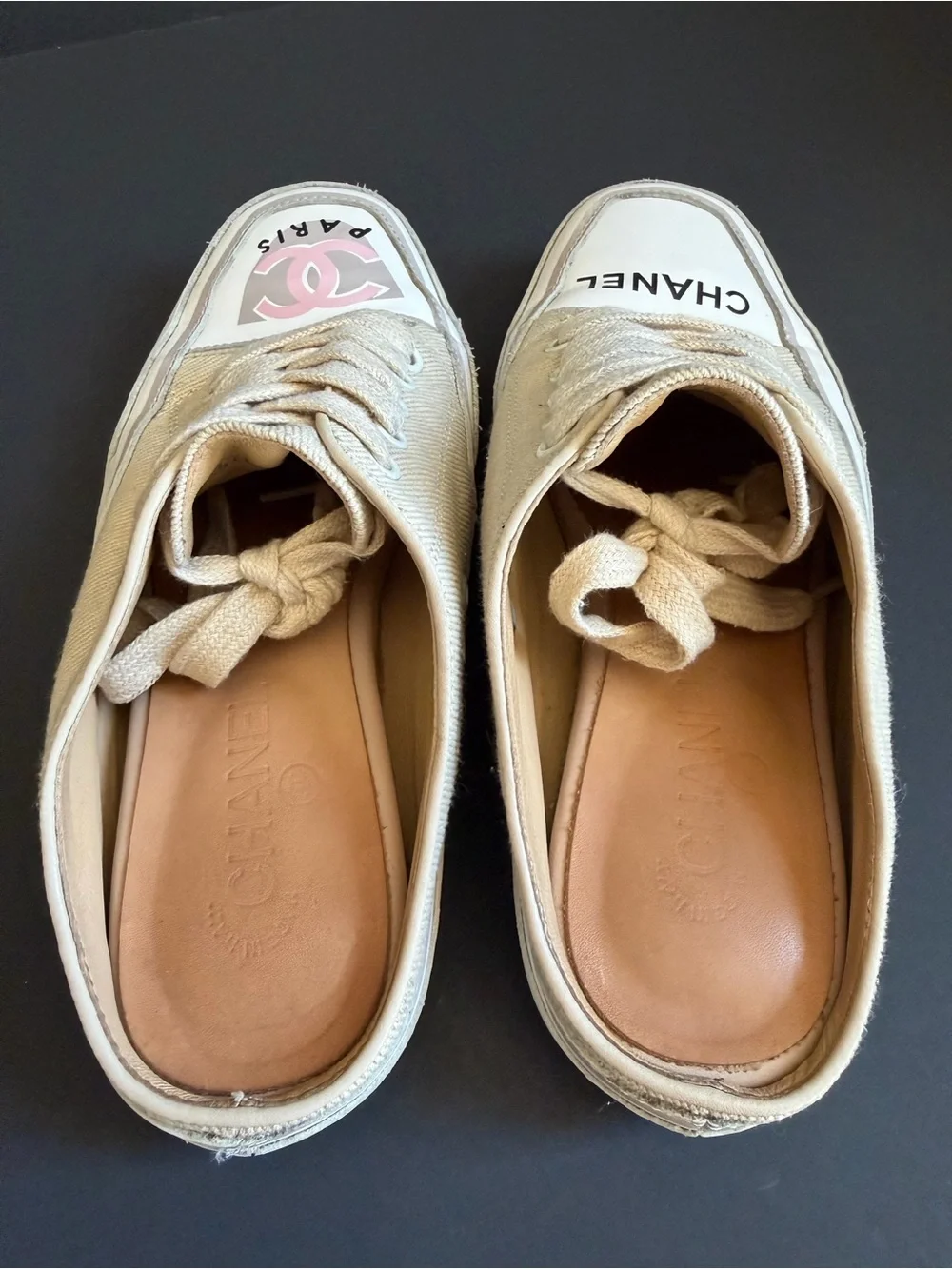 CHANEL Beige Canvas Sneakers
